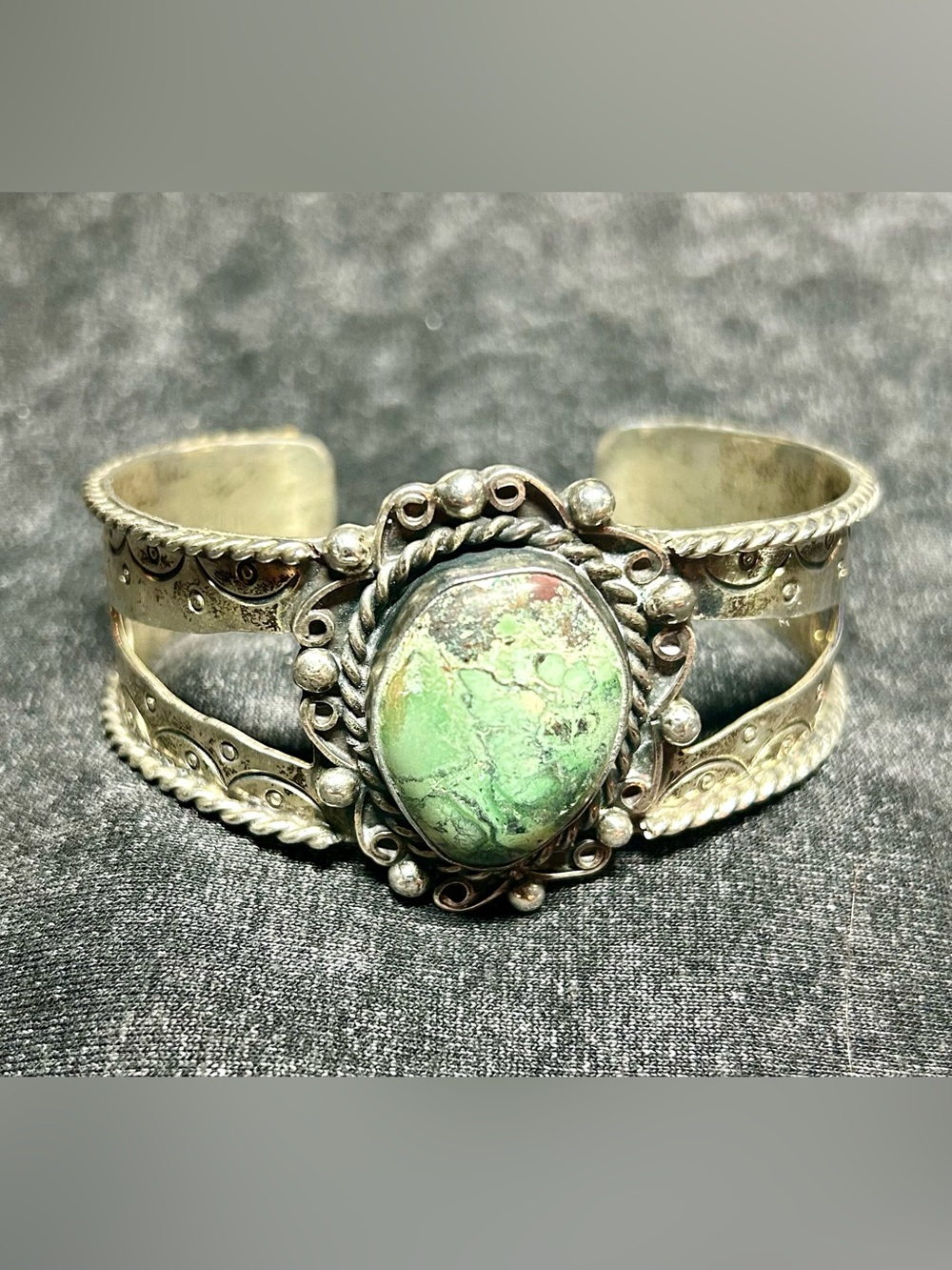 Sterling Silver Green Turquoise Cuff Bracelet